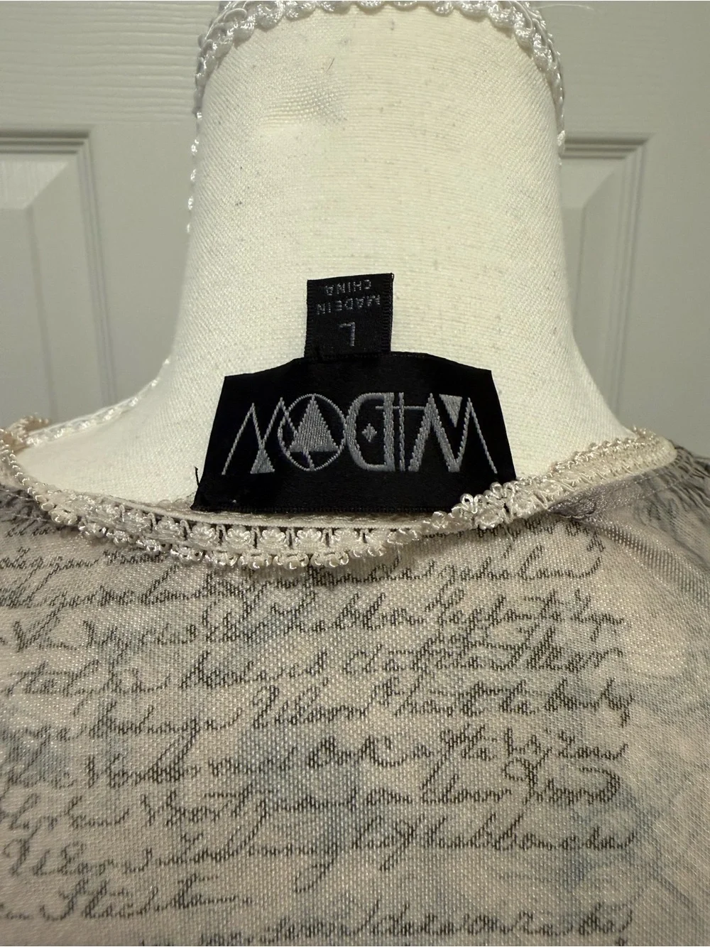 Gray Script & Skull Long Sleeve Sheer Maxi Dress - Picture 5 of 11